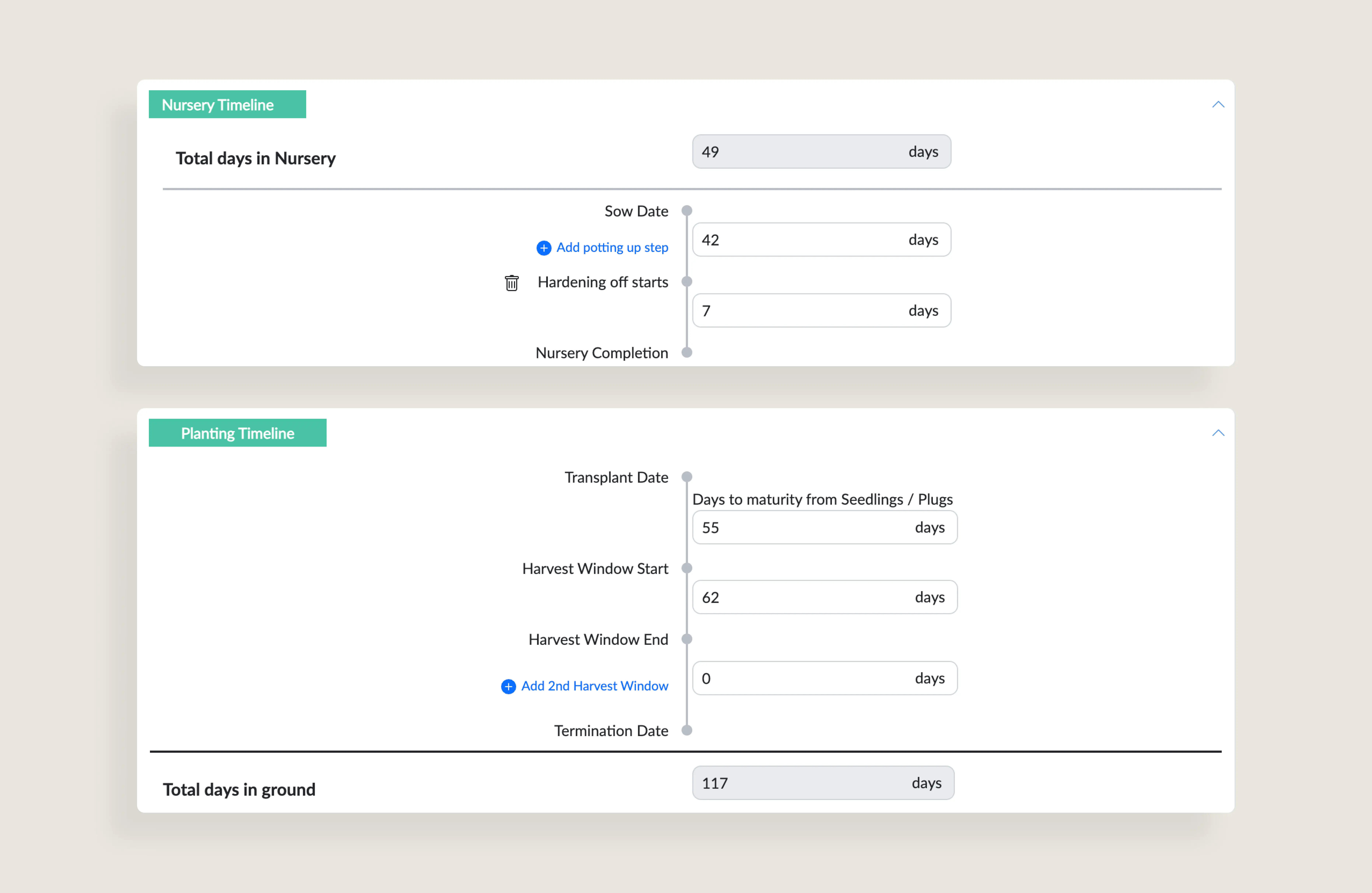 Organize hundreds of attributes for each crop