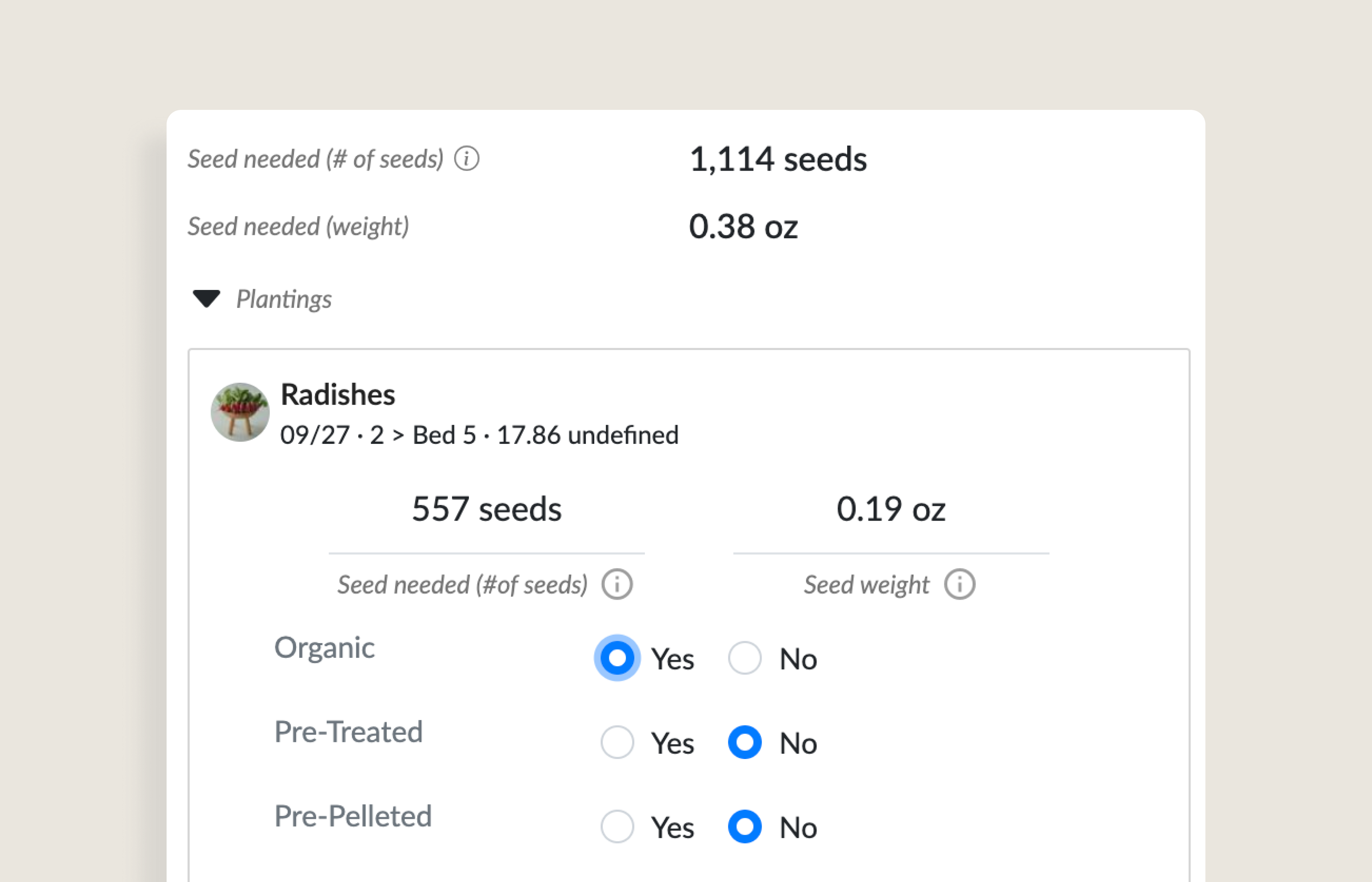 Automatically generate seed & transplant lists